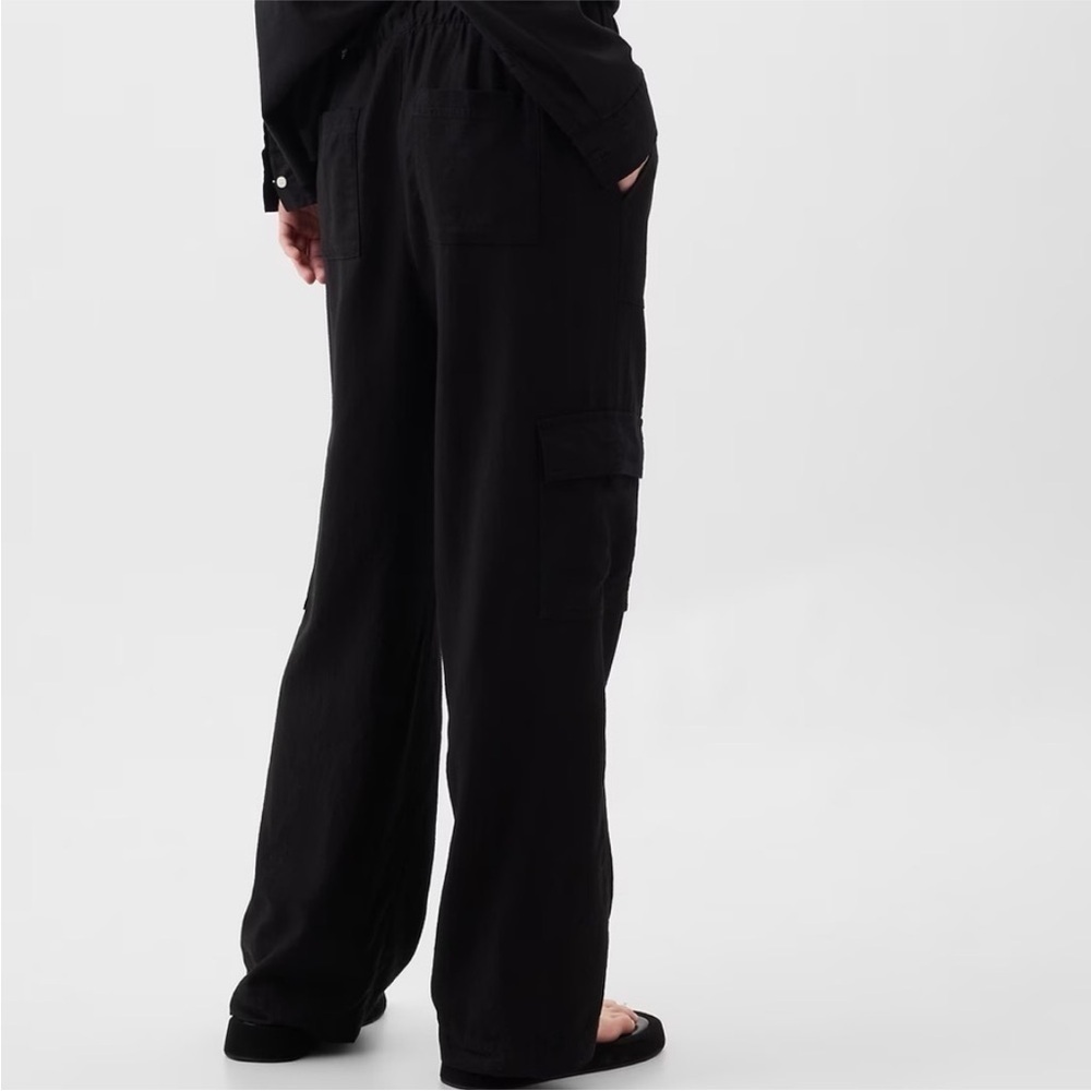 NWT! GAP Black Linen-Blend Wide-Leg Cargo Pull-On Pants - Multiple #875501 🩷 - Picture 3 of 3